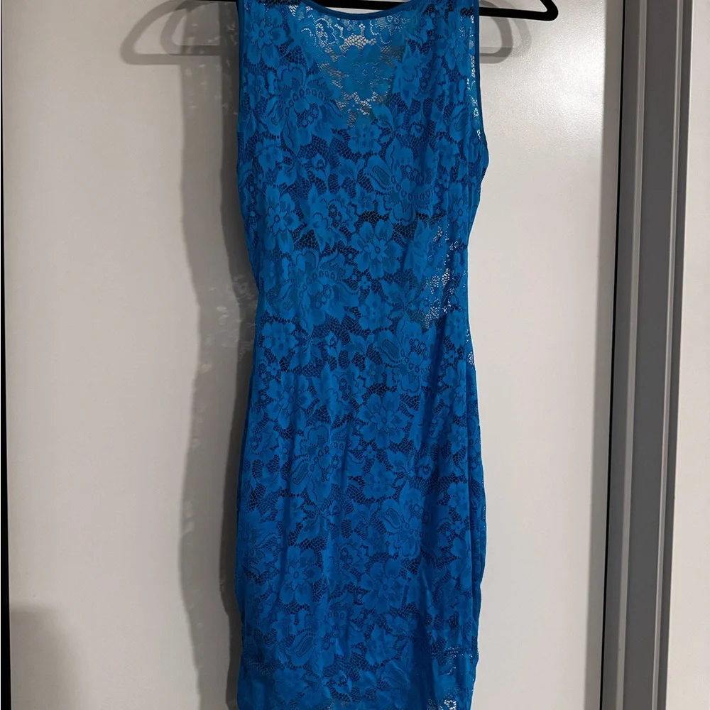 bebe blue lace mini dress - Picture 6 of 9